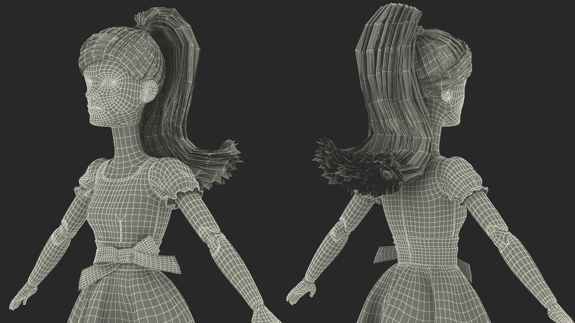 Barbie Doll in Pink Dress Rigged 3D