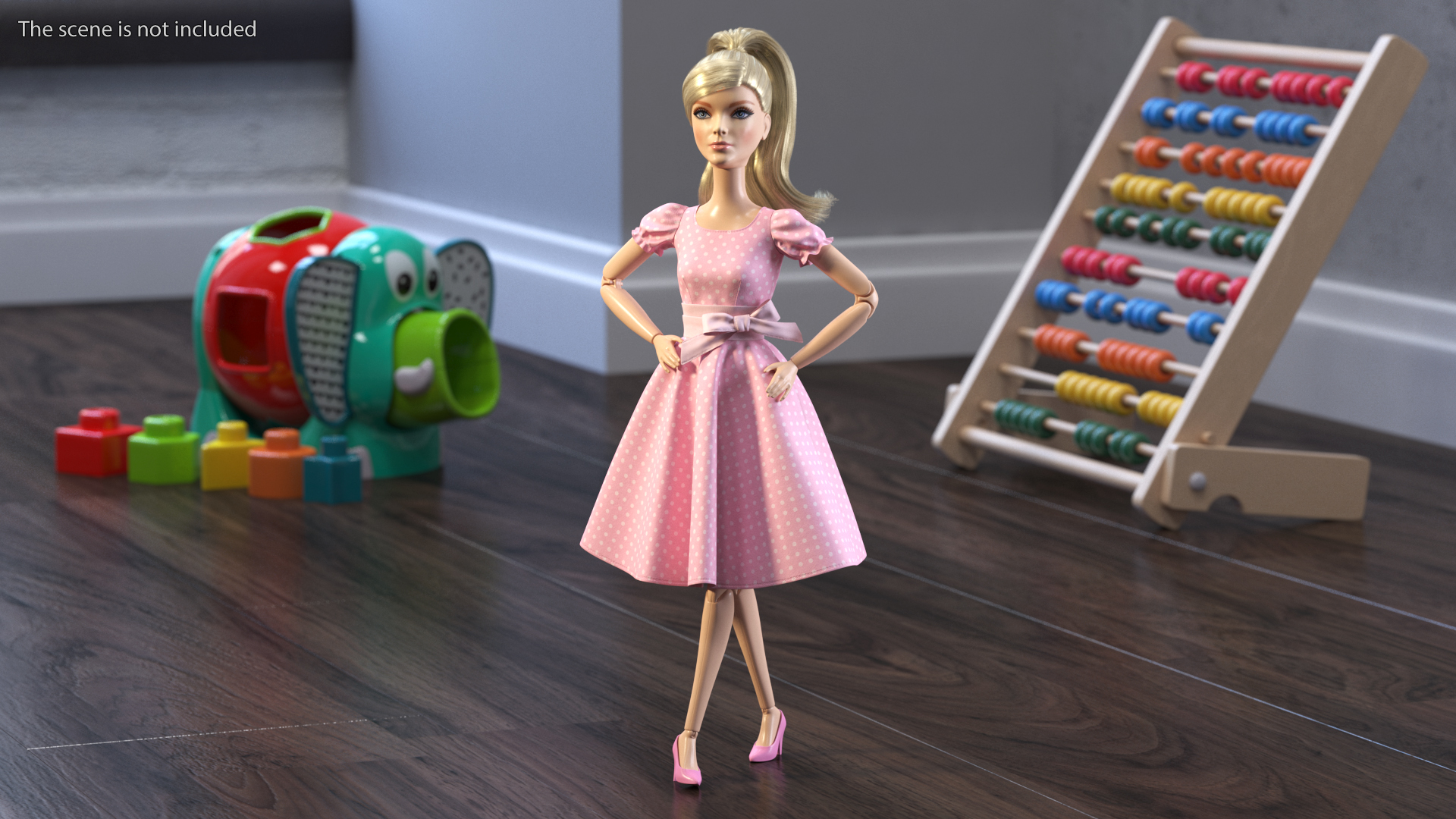 Barbie Doll in Pink Dress Rigged 3D