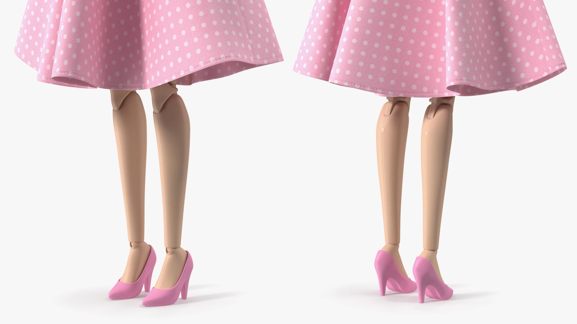 Barbie Doll in Pink Dress Rigged 3D