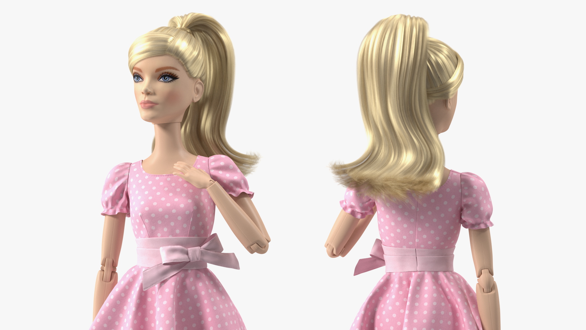Barbie Doll in Pink Dress Rigged 3D
