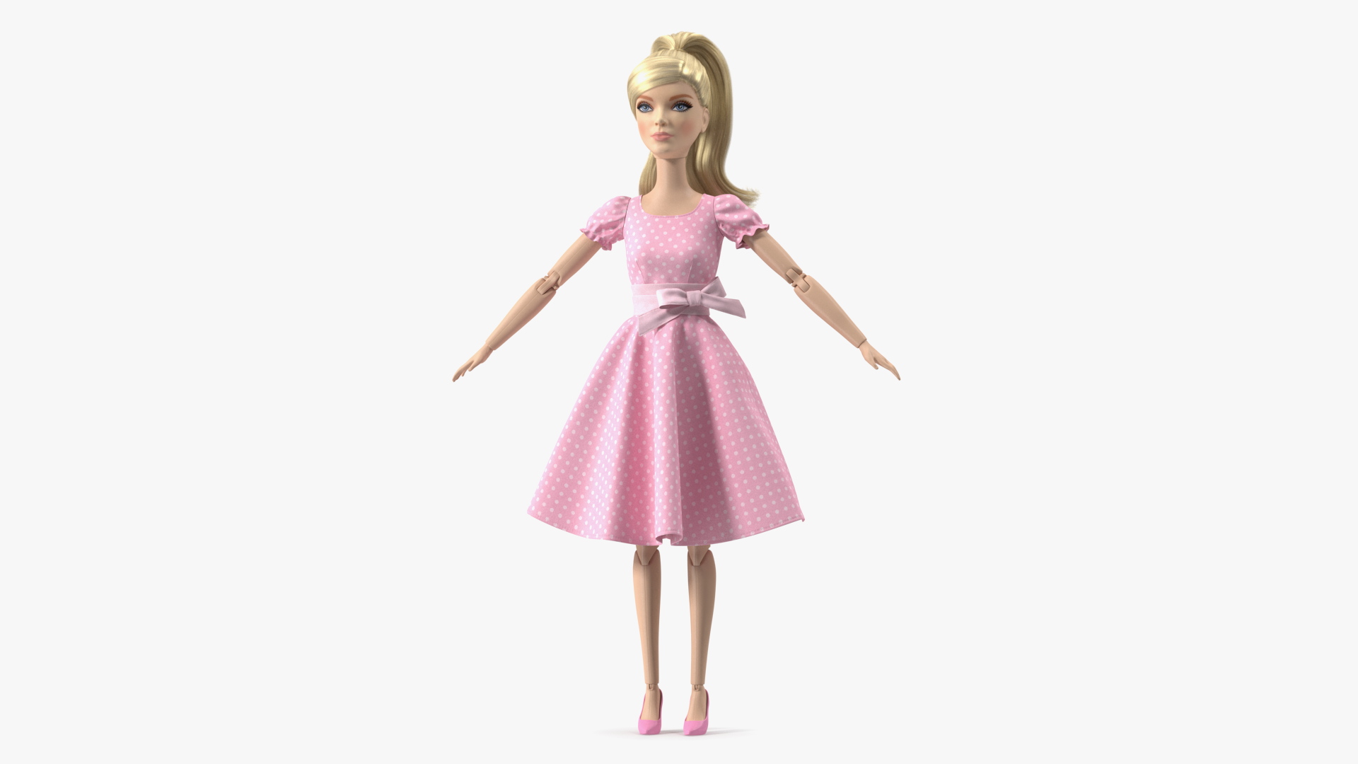 Barbie Doll in Pink Dress Rigged 3D