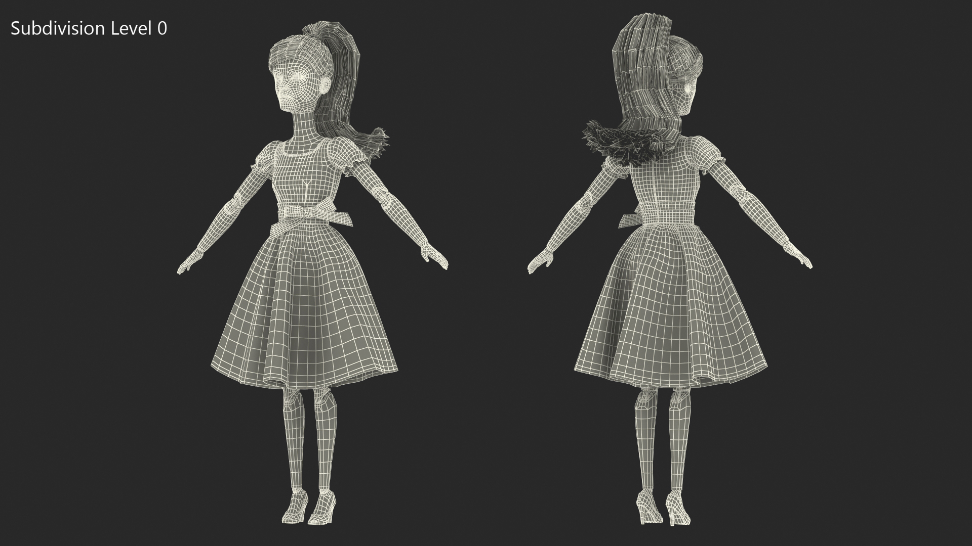 Barbie Doll in Pink Dress Rigged 3D