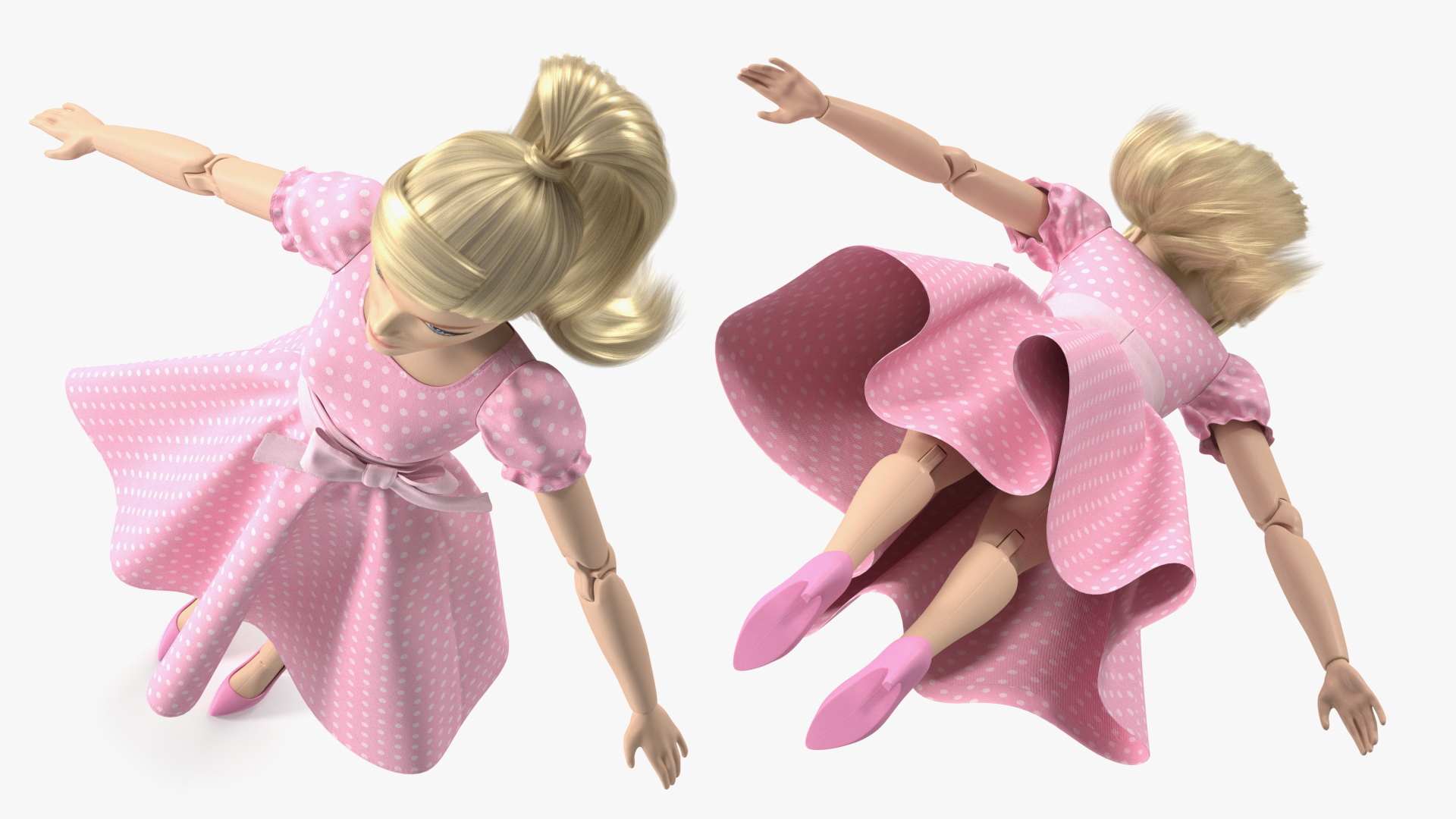 Barbie Doll in Pink Dress Rigged 3D