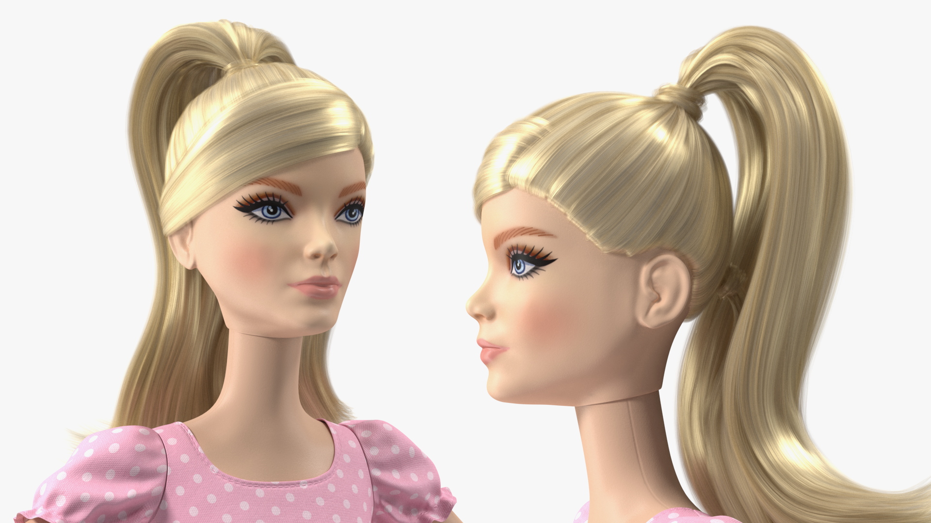 Barbie Doll in Pink Dress Rigged 3D