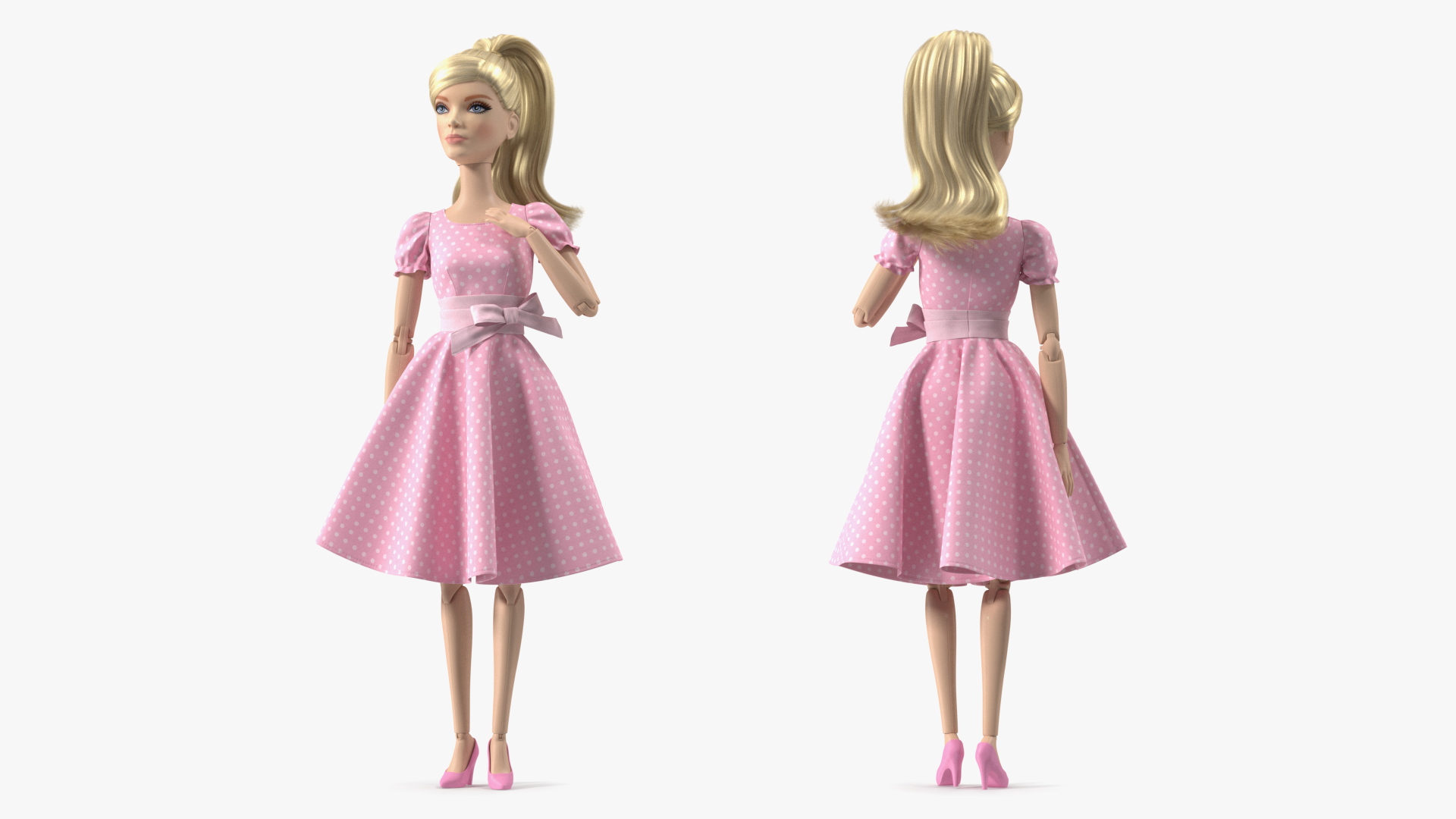 Barbie Doll in Pink Dress Rigged 3D