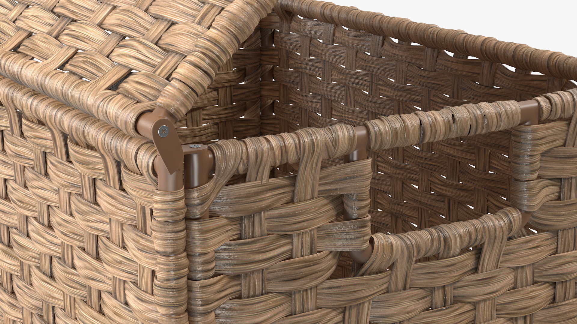 Wicker Laundry Basket Beige 3D
