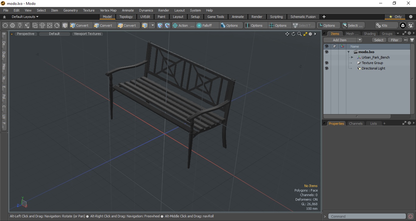 3D Urban Park Bench