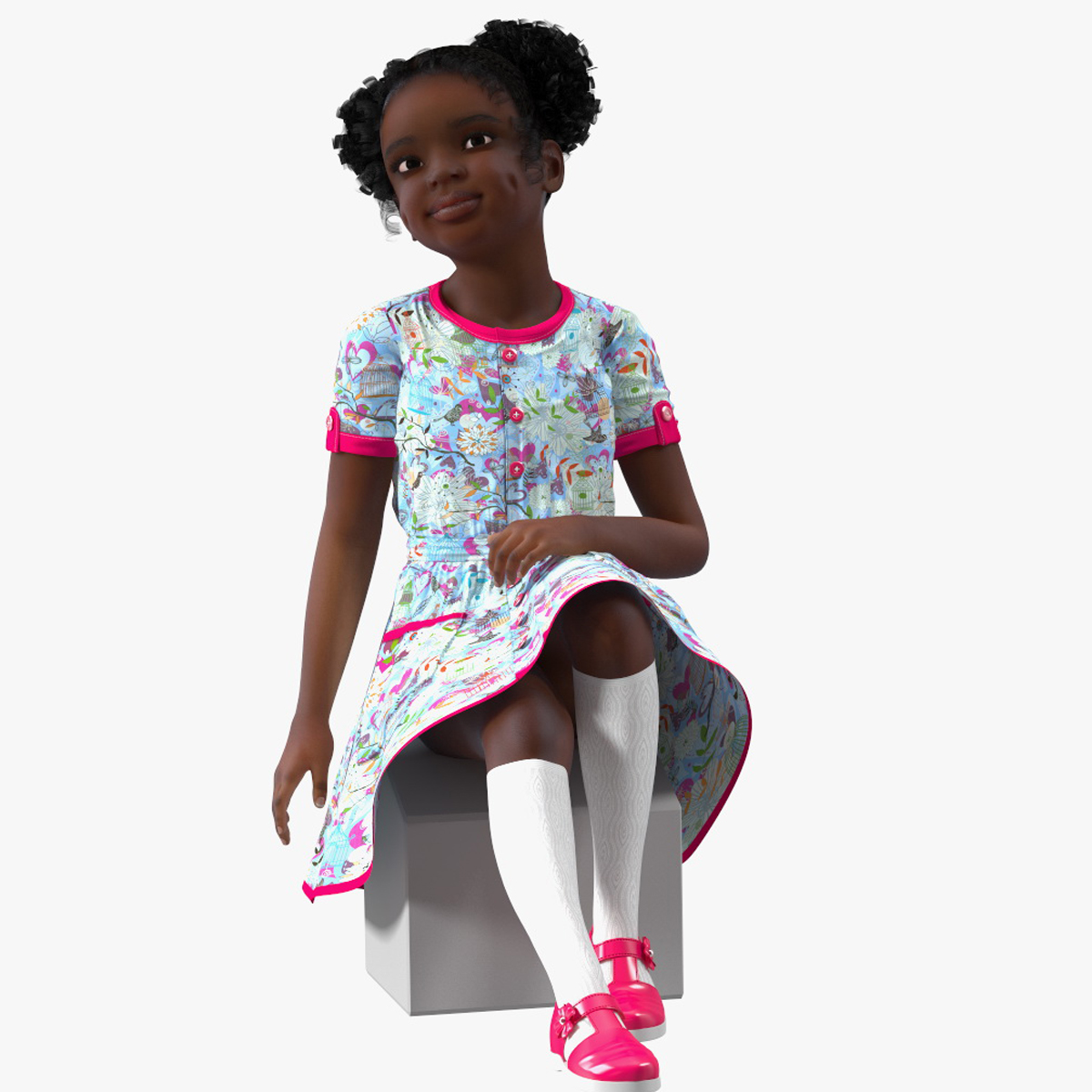 Everyday Style Black Girl Child Rigged for Cinema 4D 3D