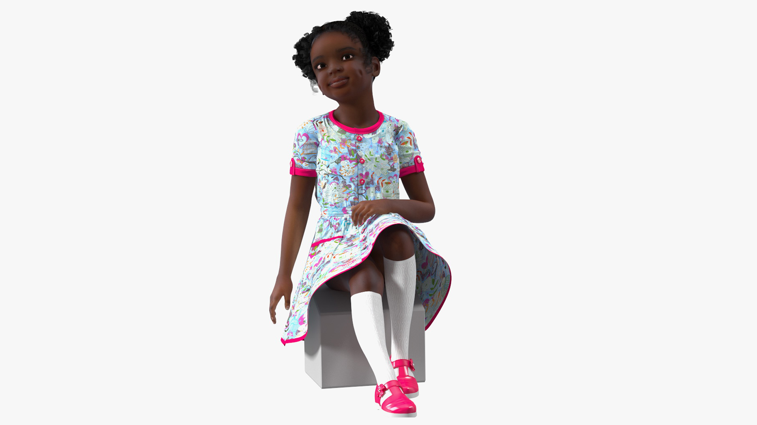 Everyday Style Black Girl Child Rigged for Cinema 4D 3D