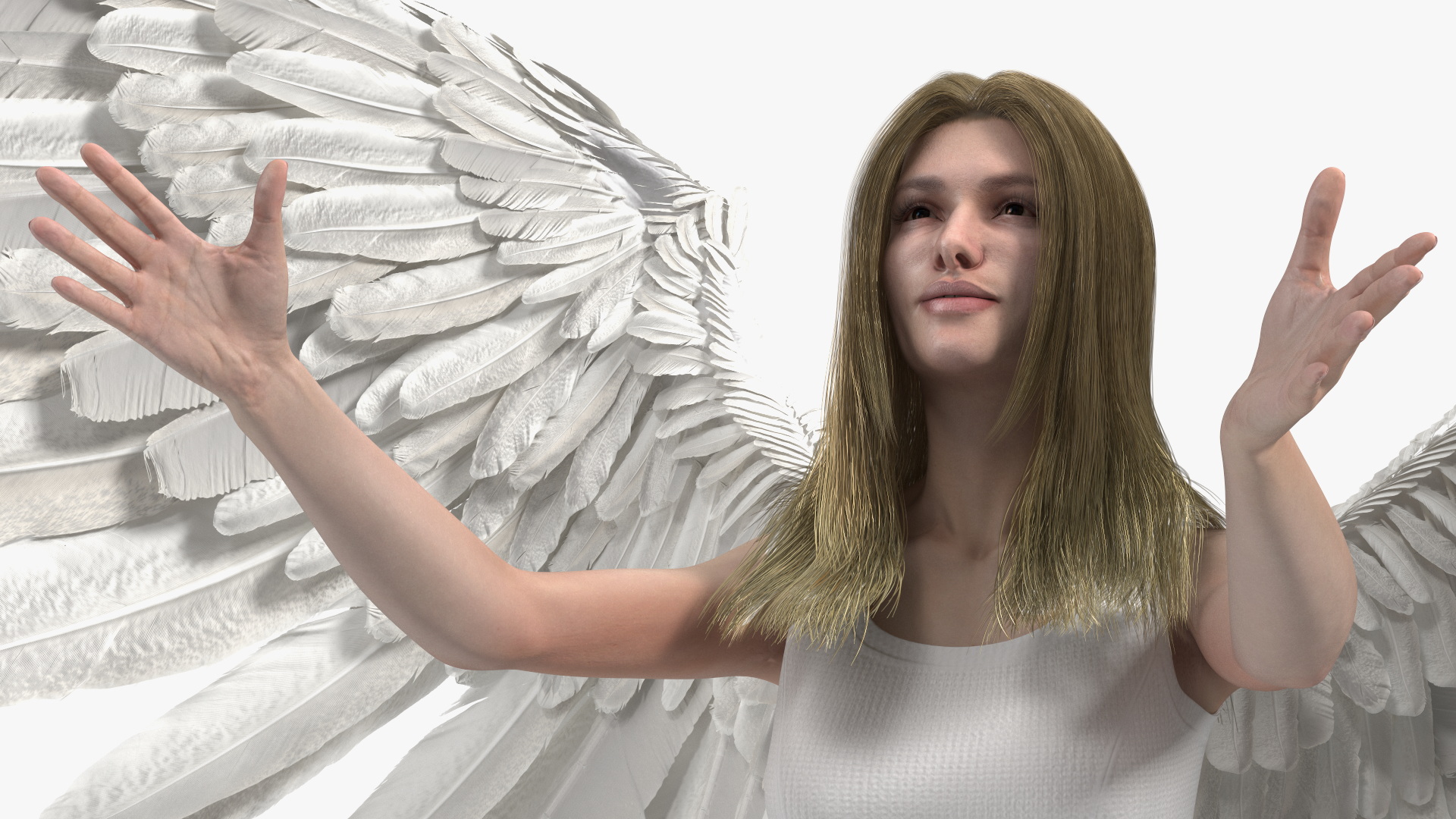 Angel Female with Cupid Boy 3D
