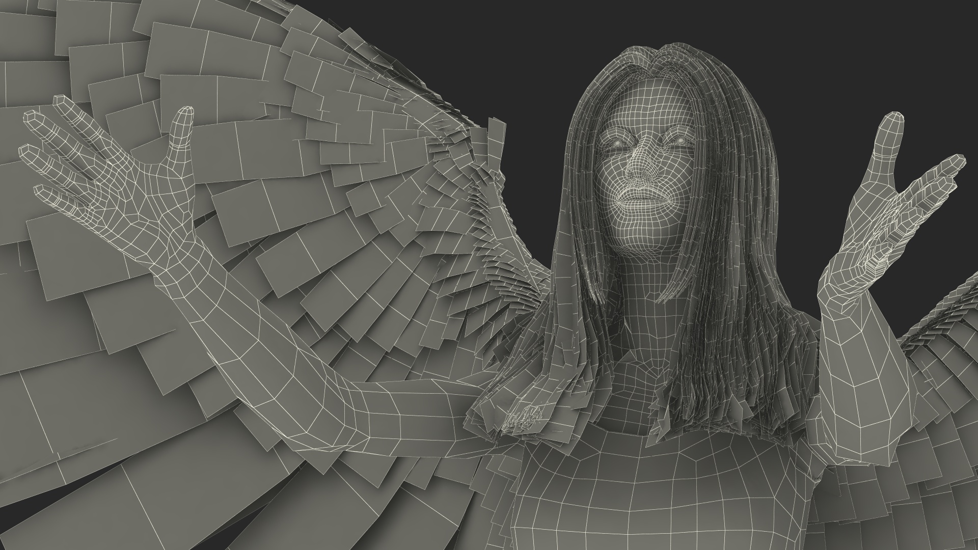 Angel Female with Cupid Boy 3D