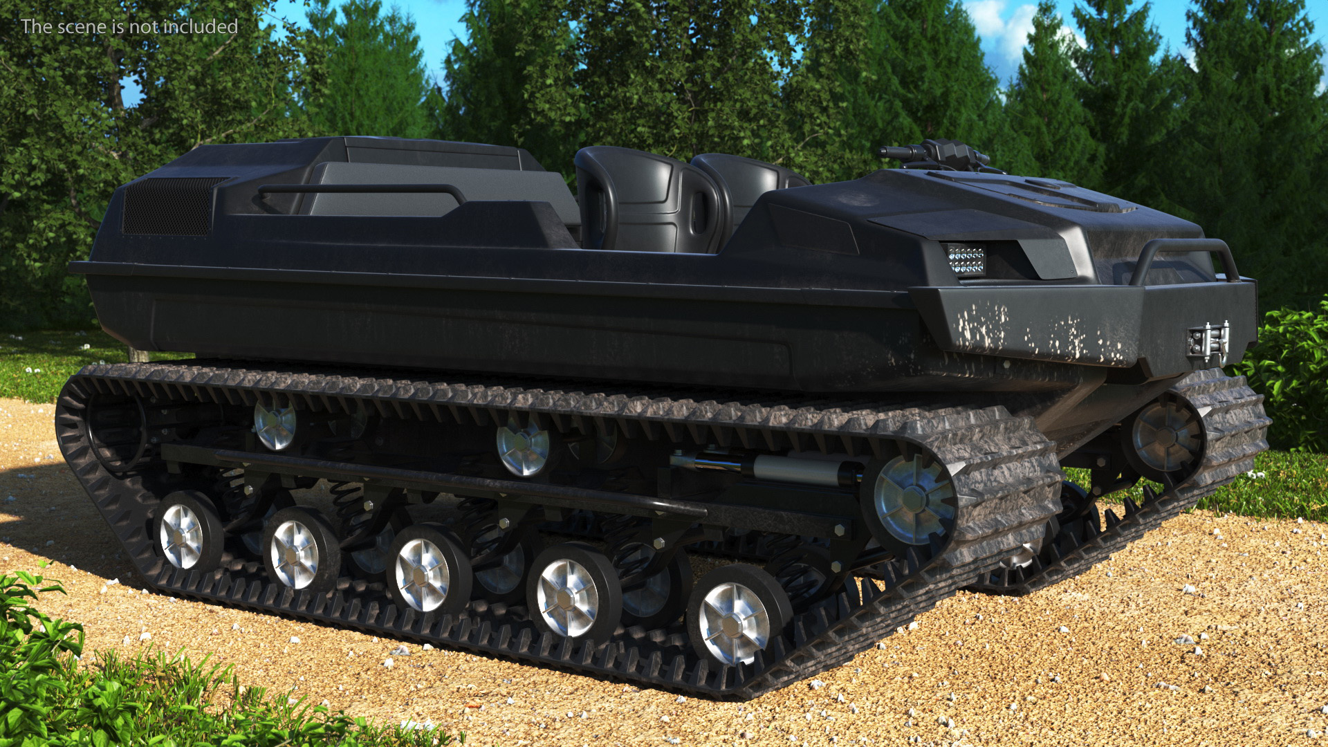 Dirty Amphibious ATV No Roof Black 3D model