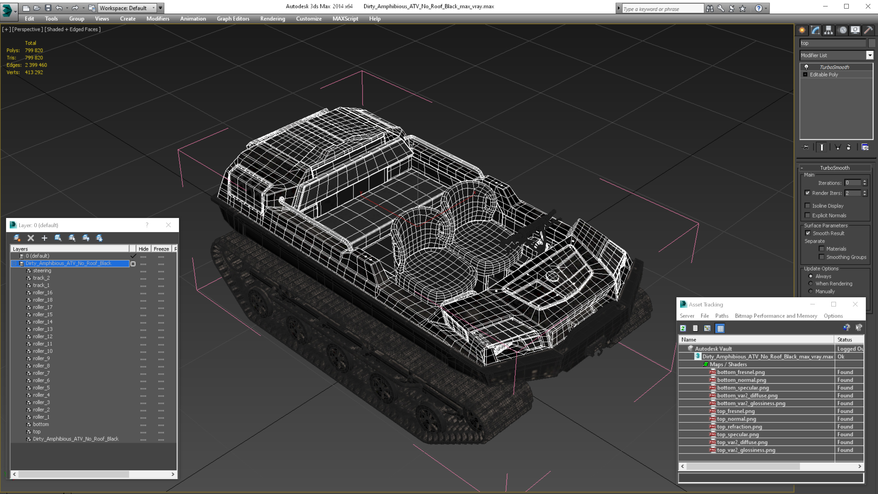 Dirty Amphibious ATV No Roof Black 3D model