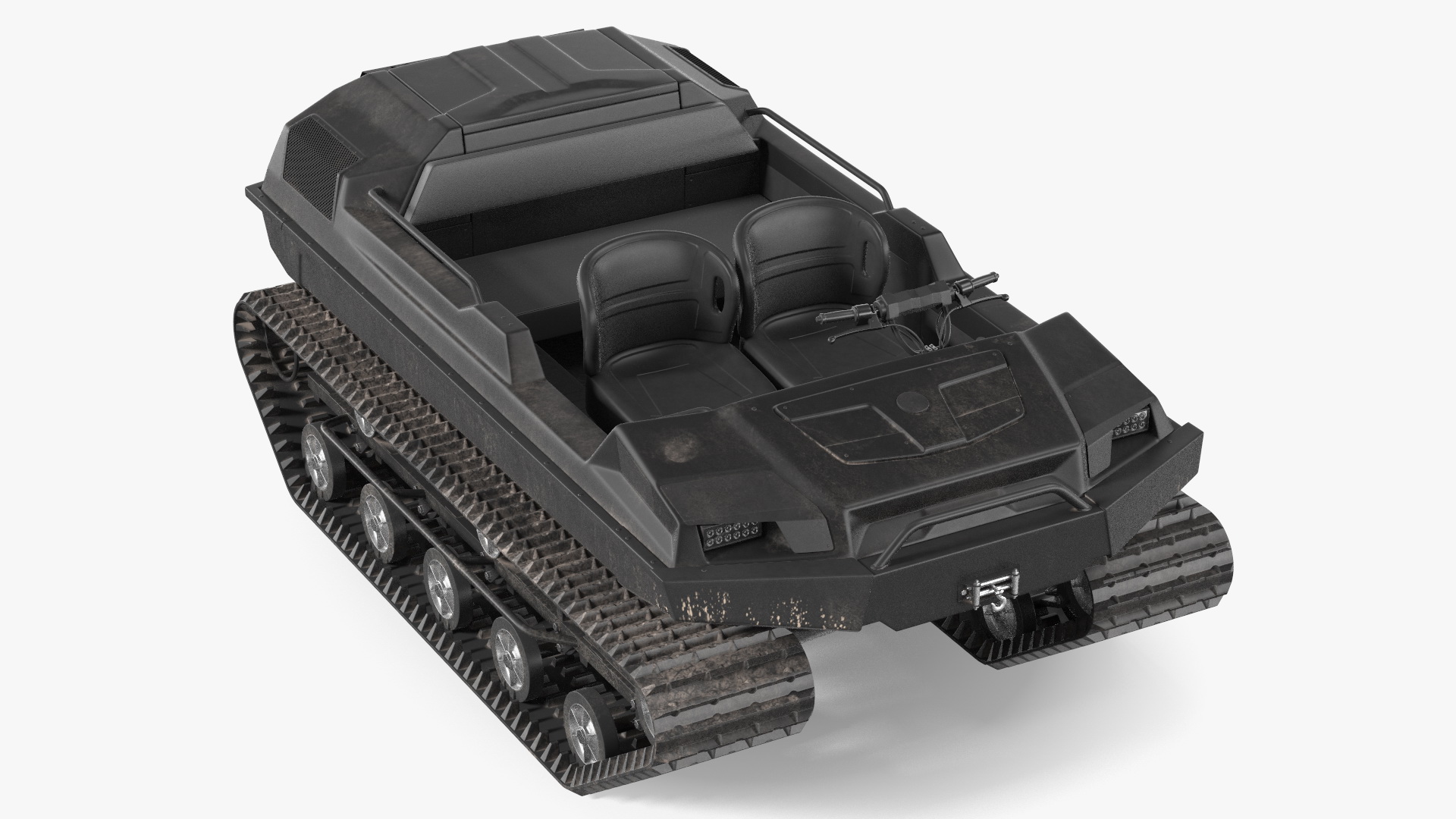 Dirty Amphibious ATV No Roof Black 3D model