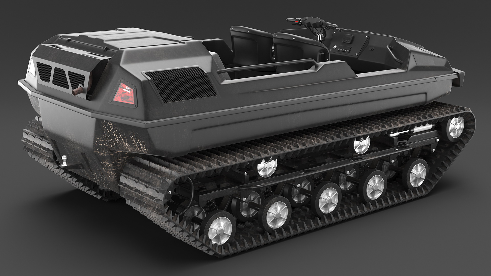 Dirty Amphibious ATV No Roof Black 3D model
