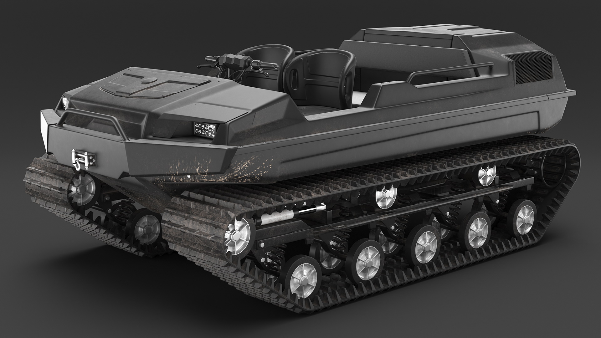 Dirty Amphibious ATV No Roof Black 3D model