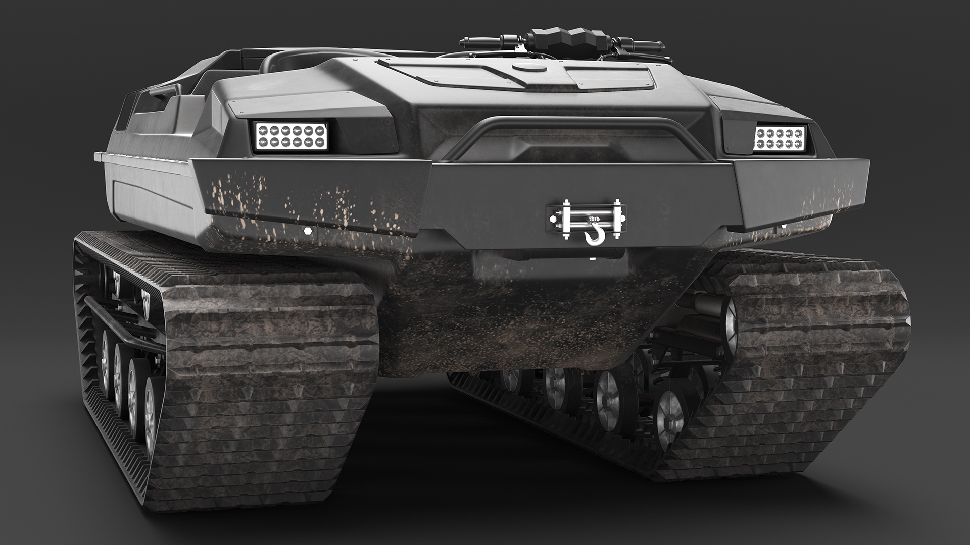 Dirty Amphibious ATV No Roof Black 3D model