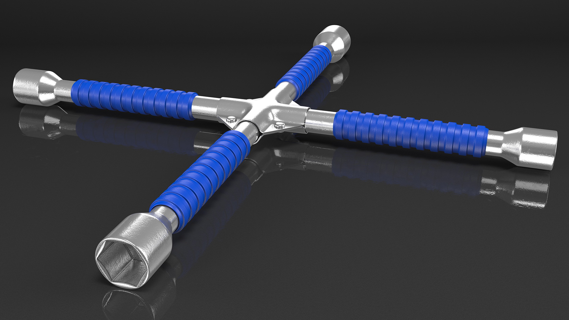 3D Anti Slip Four Way Lug Nut Wrench model