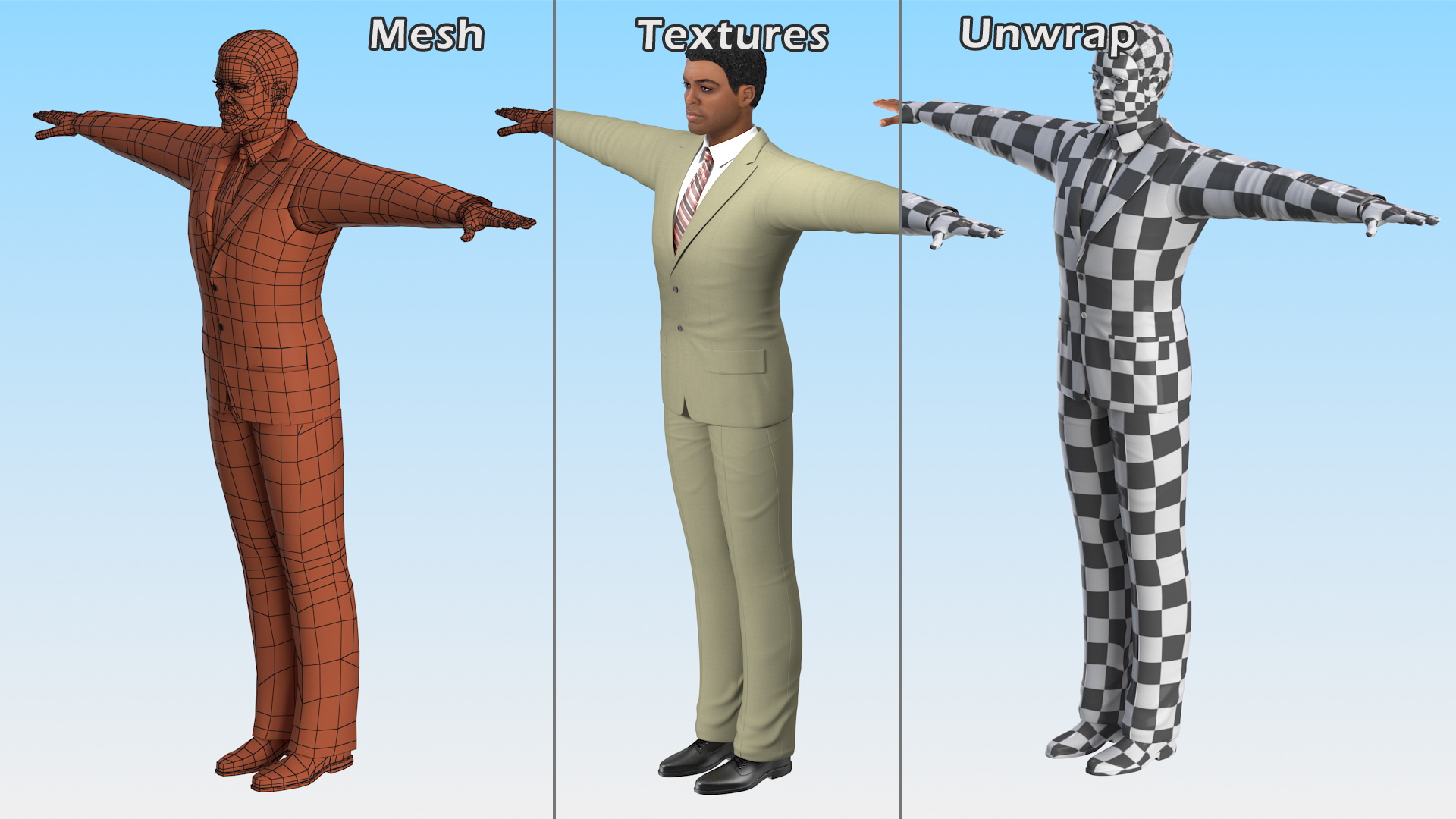 Light Skin Black Man in Formal Suit Rigged 3D