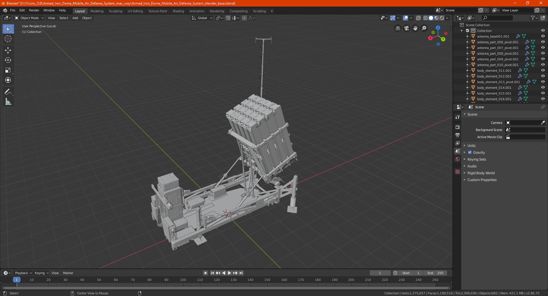 3D Armed Iron Dome Mobile Air Defense System