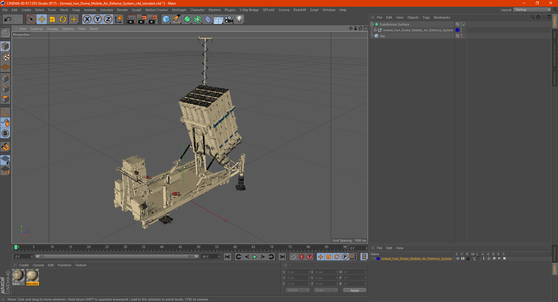 3D Armed Iron Dome Mobile Air Defense System