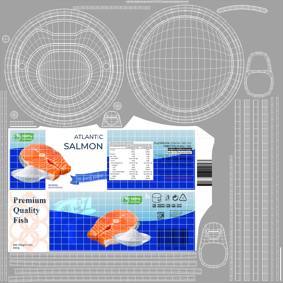 3D Canned Salmon model