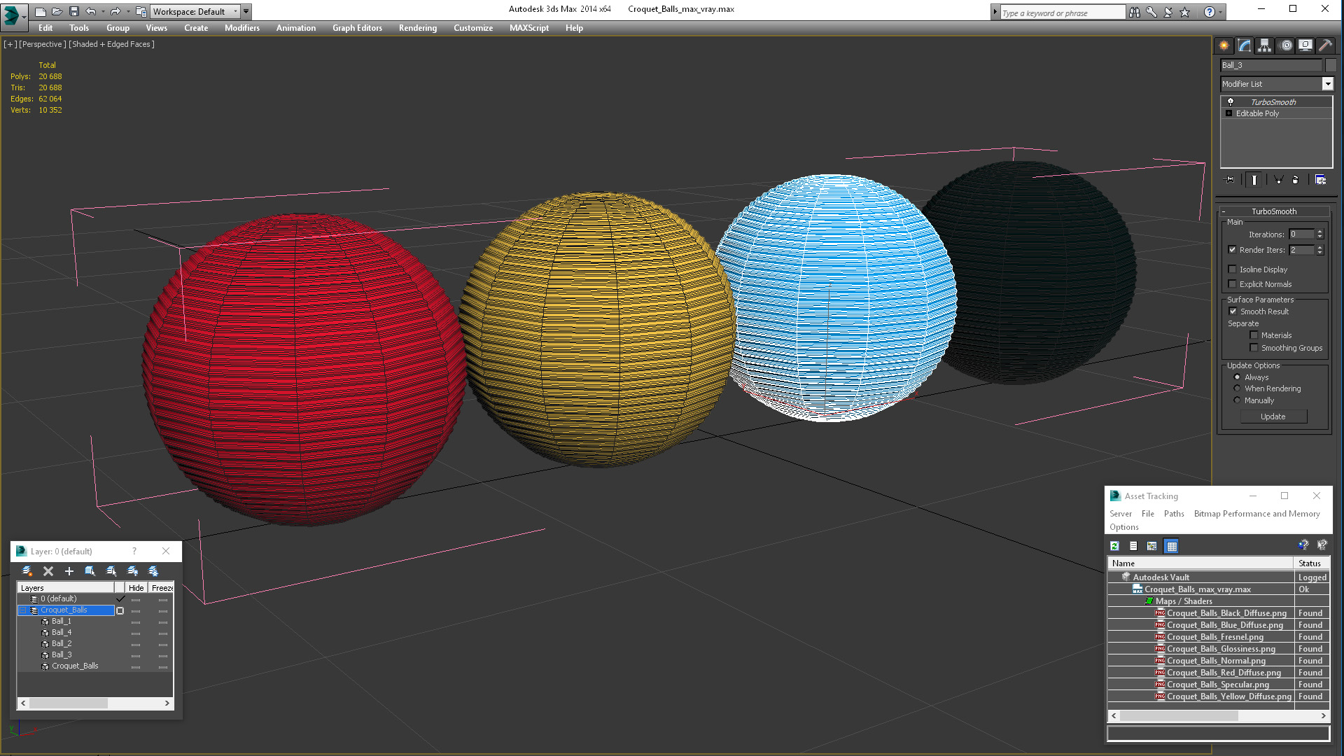 3D Croquet Balls model