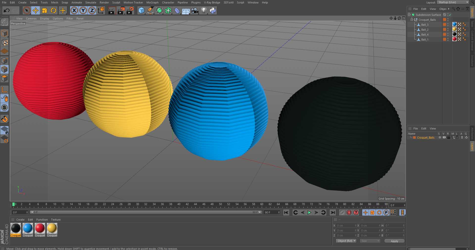 3D Croquet Balls model