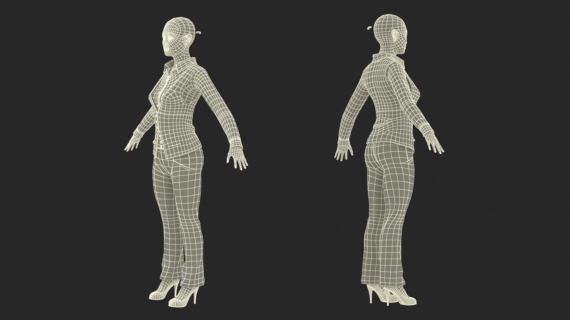 3D Asian Businesswoman in Formal Suit Fur model
