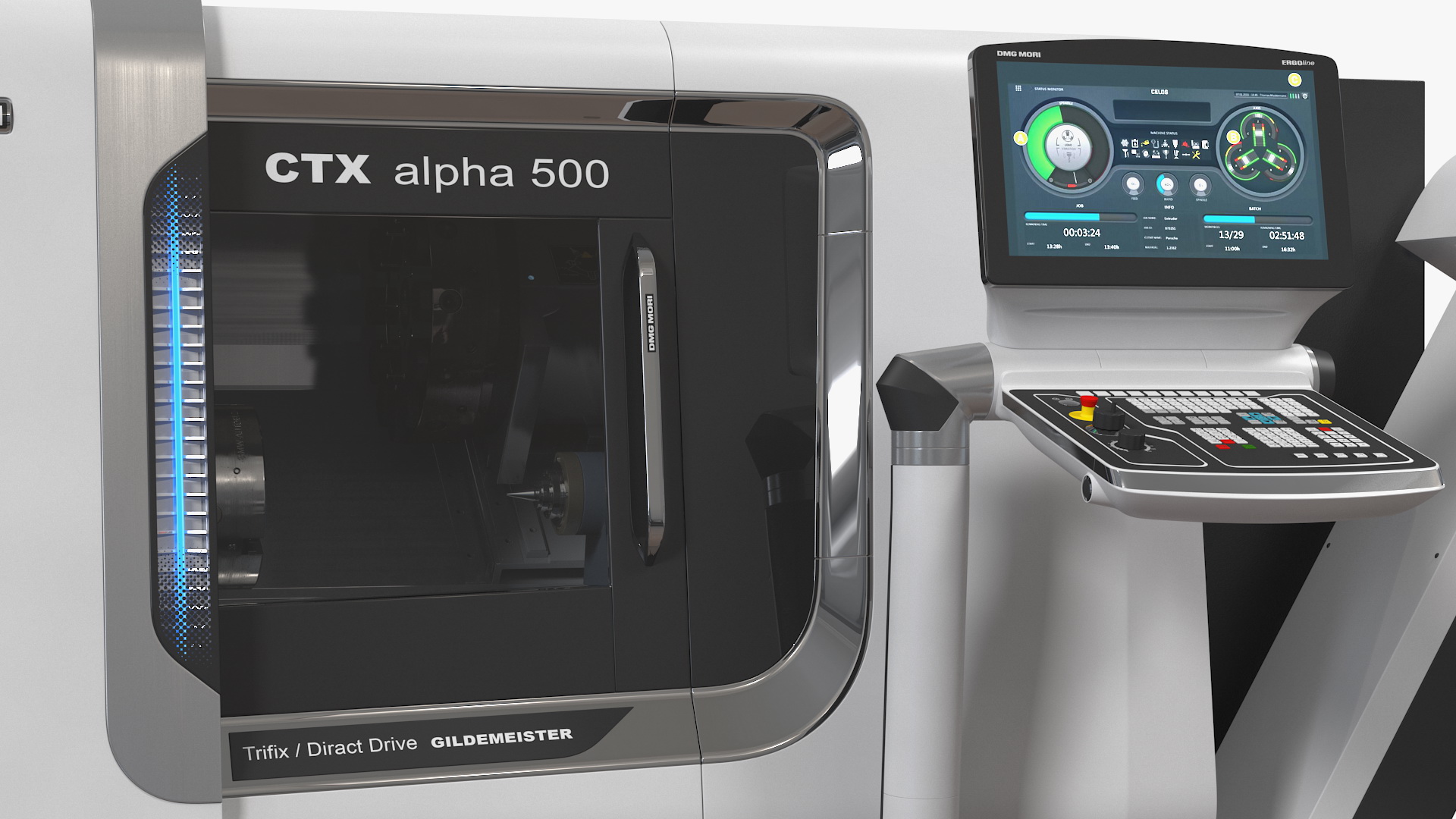 3D DMG Mori CTX Alpha 500 CNC Turning Center Rigged model