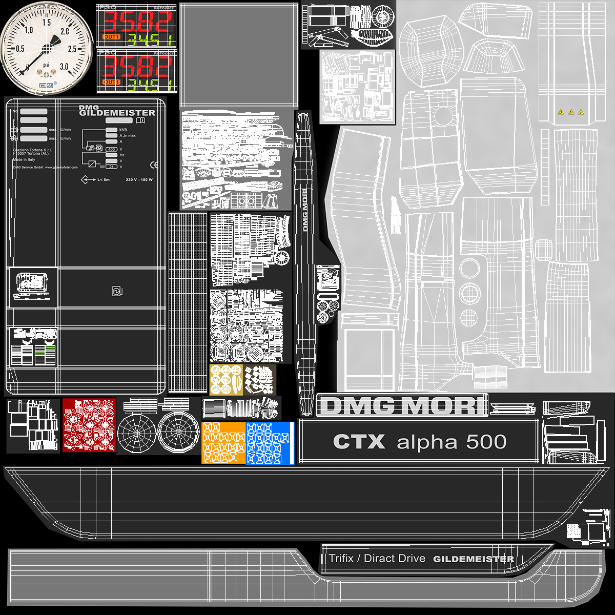 3D DMG Mori CTX Alpha 500 CNC Turning Center Rigged model