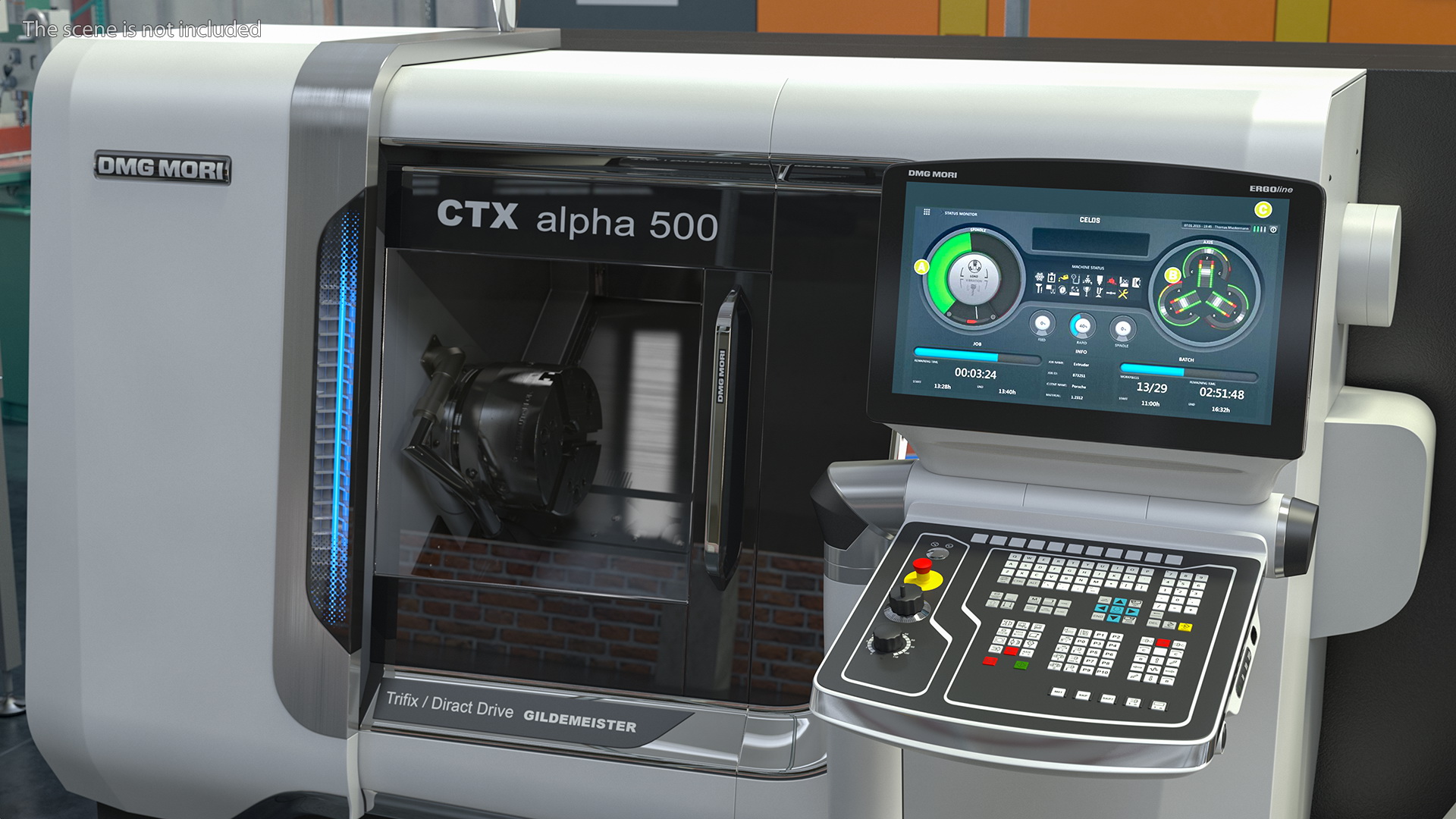 3D DMG Mori CTX Alpha 500 CNC Turning Center Rigged model
