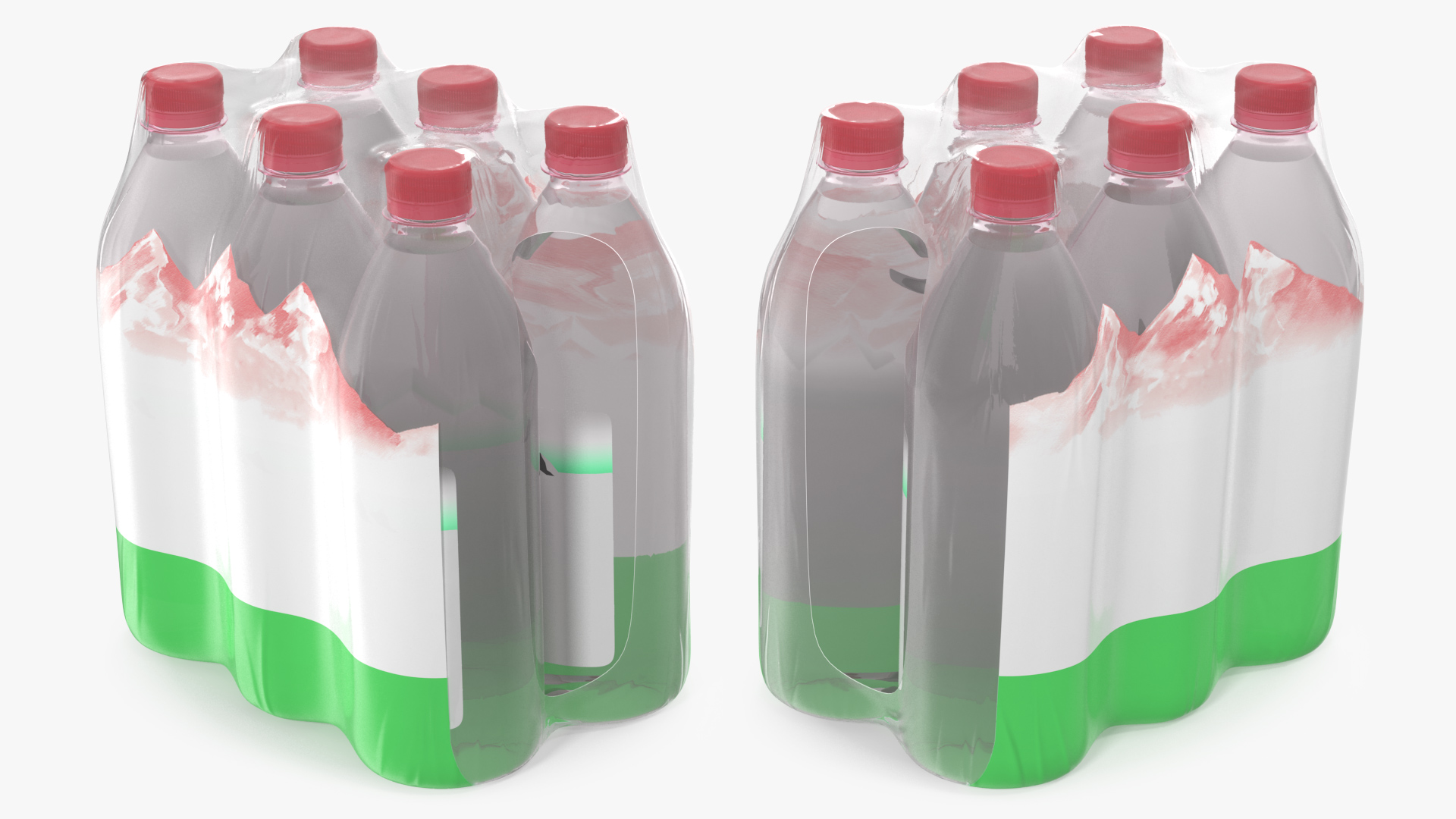 3D Mineral Water 1L Bottle Pack model