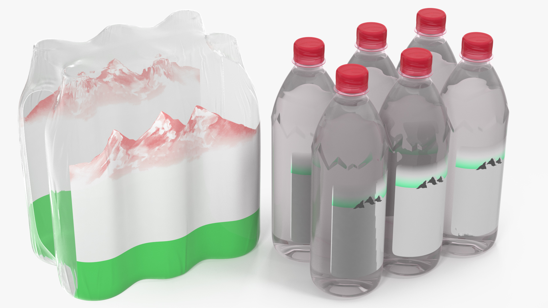 3D Mineral Water 1L Bottle Pack model
