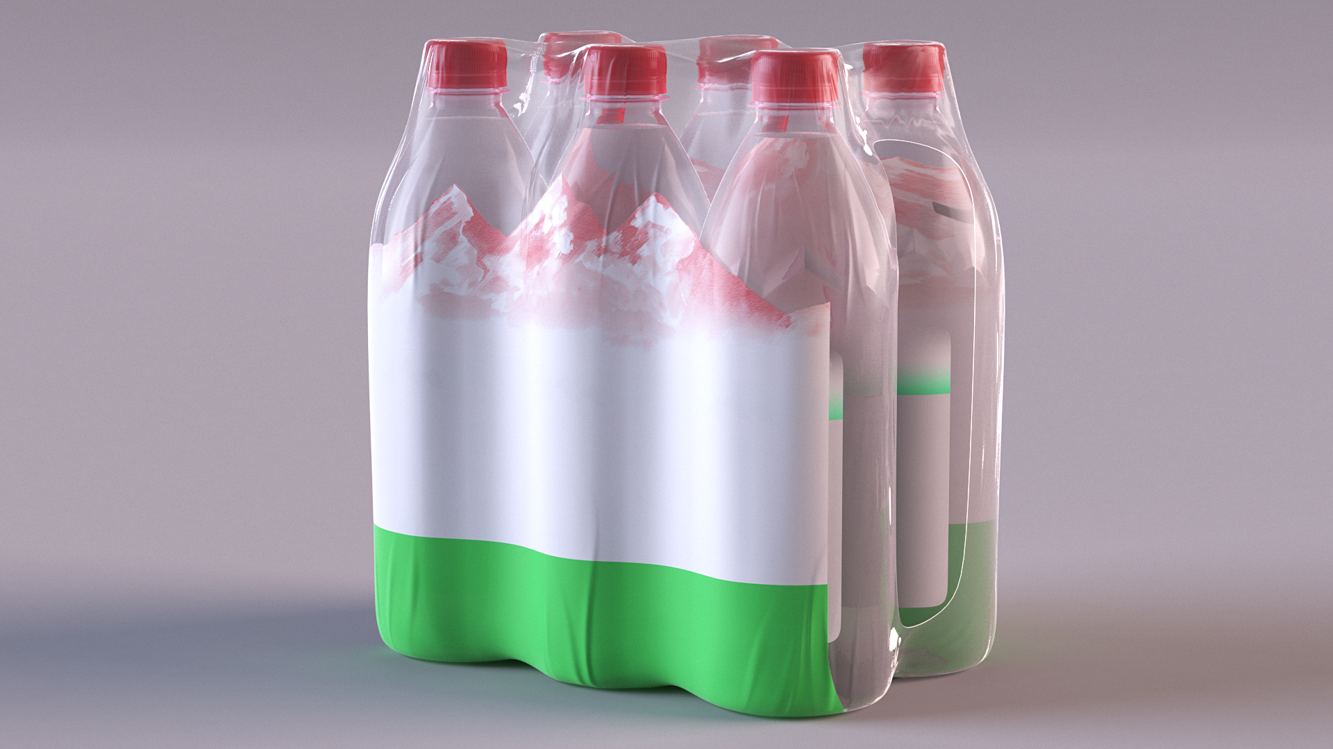 3D Mineral Water 1L Bottle Pack model