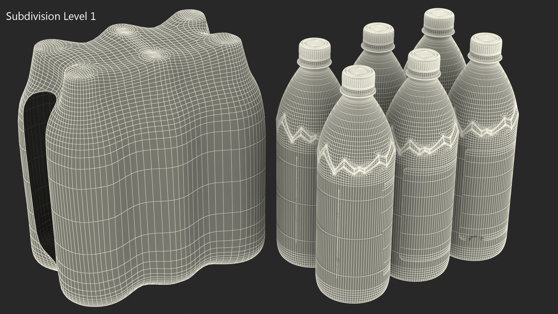 3D Mineral Water 1L Bottle Pack model