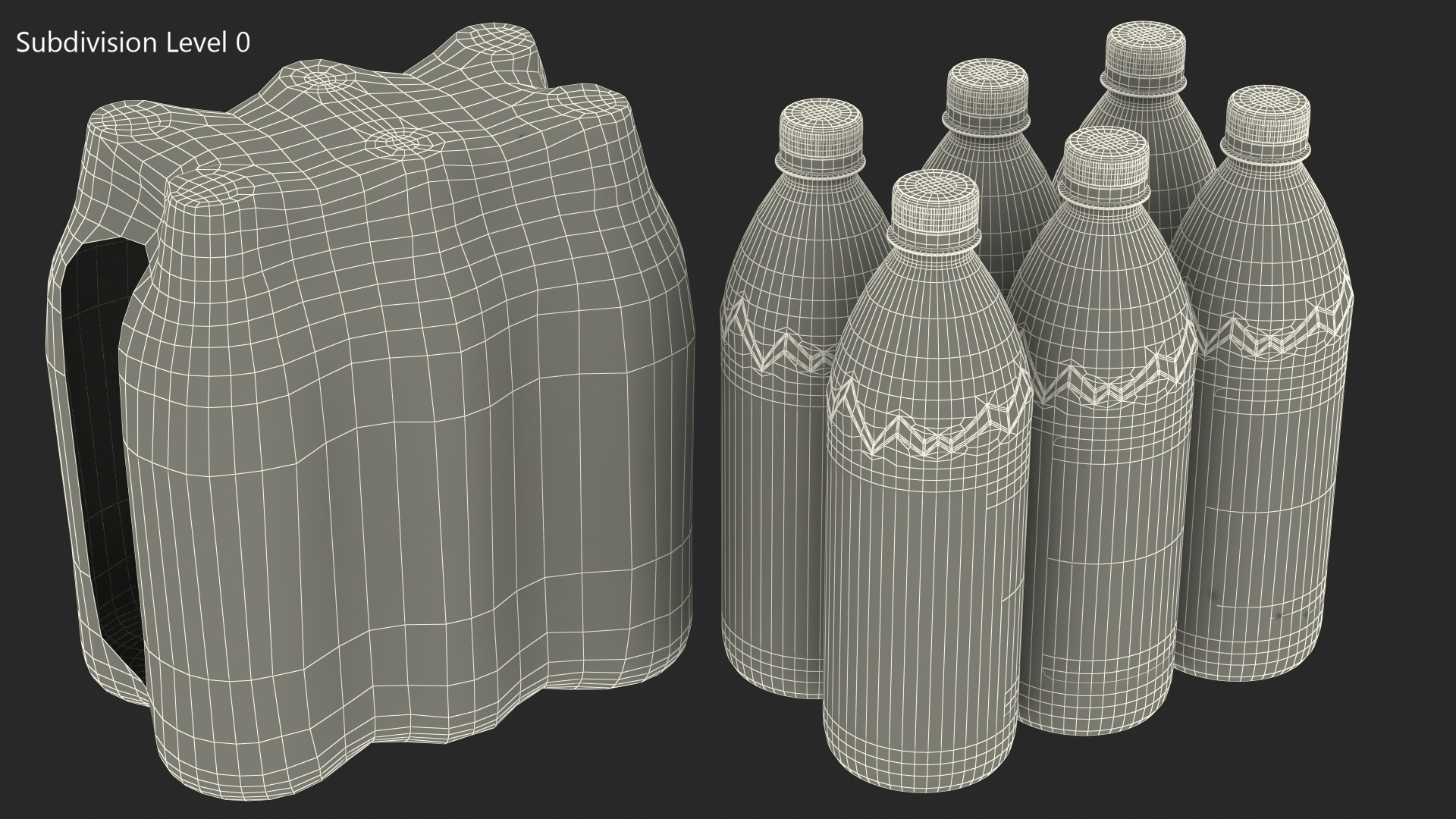 3D Mineral Water 1L Bottle Pack model