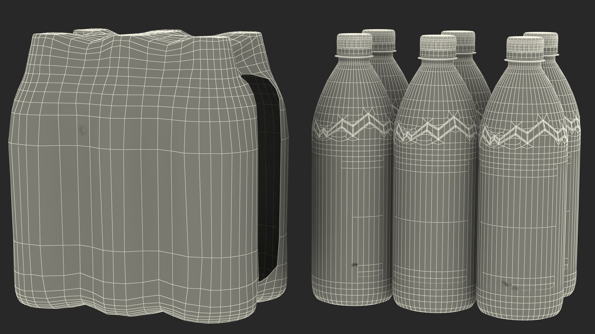 3D Mineral Water 1L Bottle Pack model