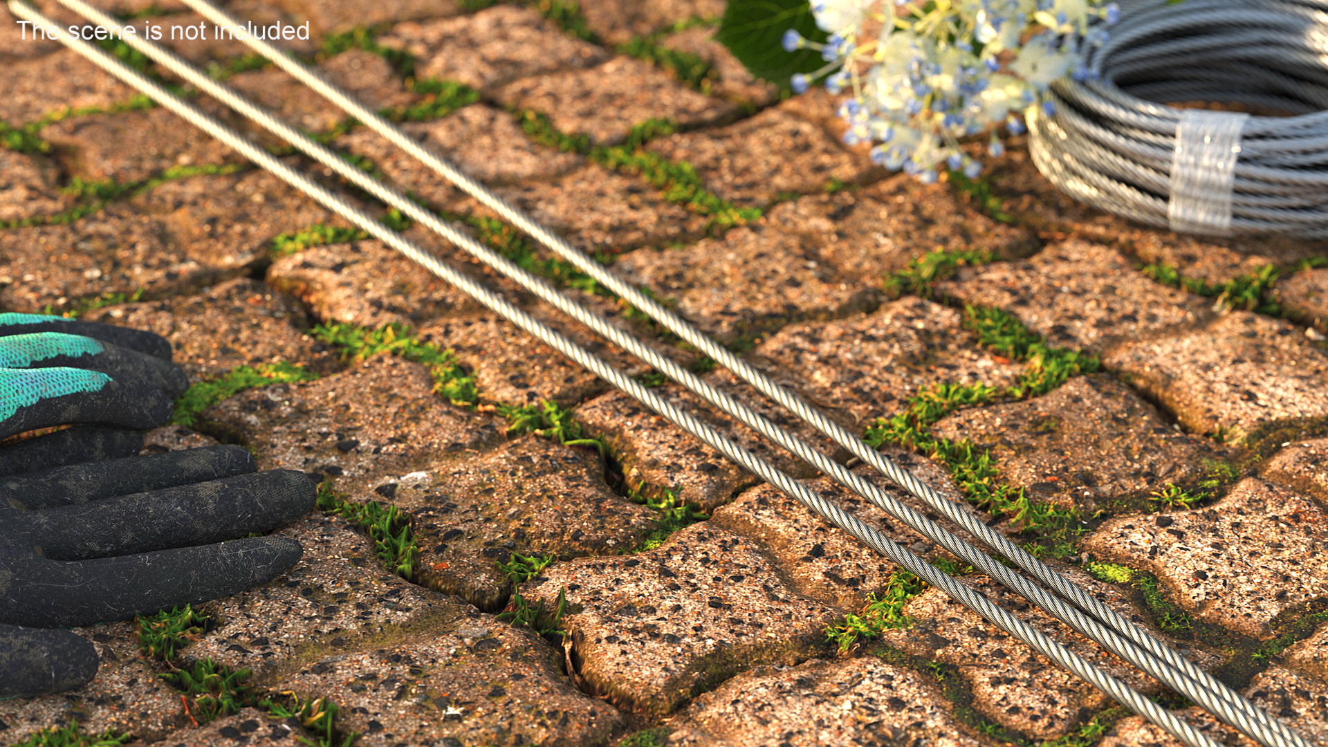 3D model Galvanized Piece of Steel Rope