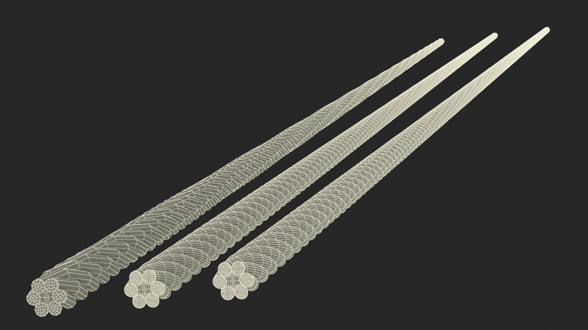 3D model Galvanized Piece of Steel Rope