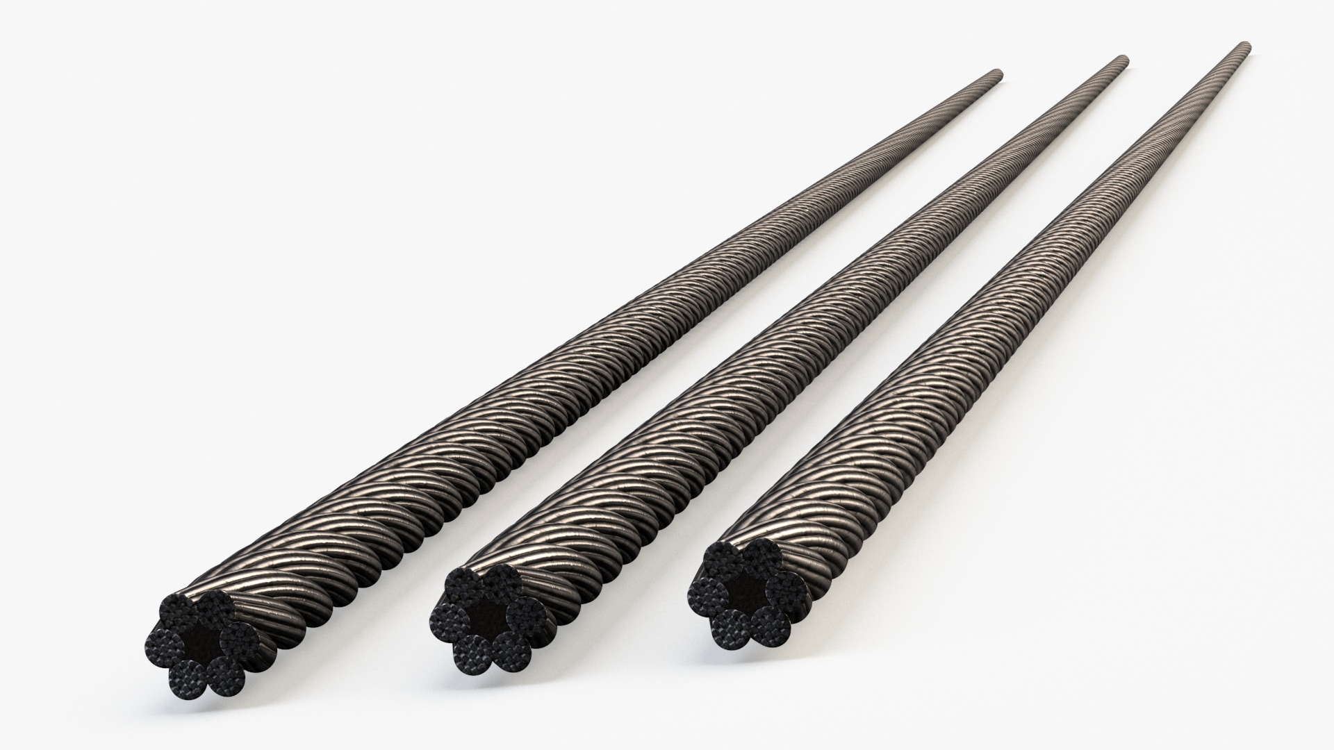 3D model Galvanized Piece of Steel Rope