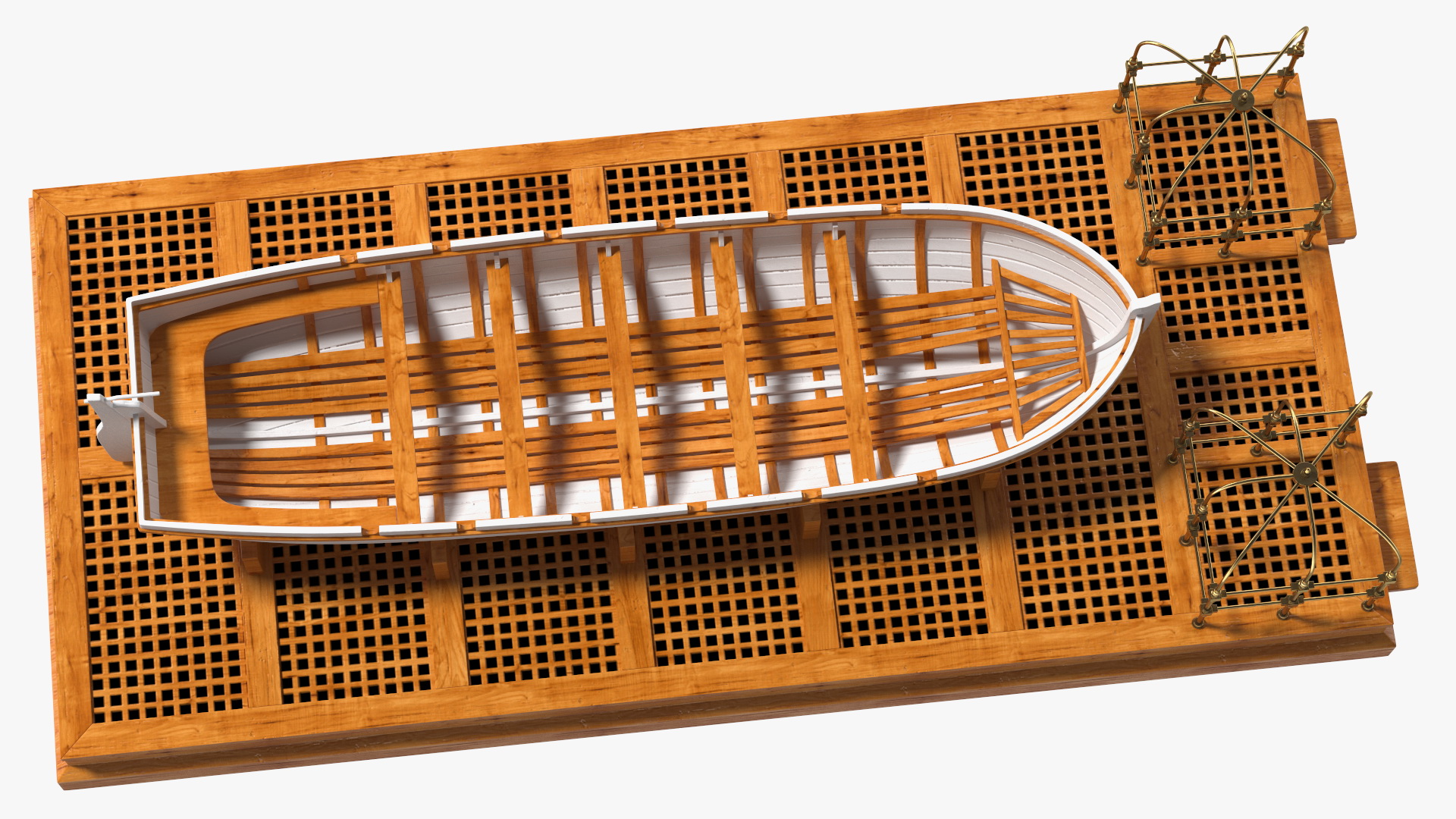 3D Old Wooden Boat on Deck model