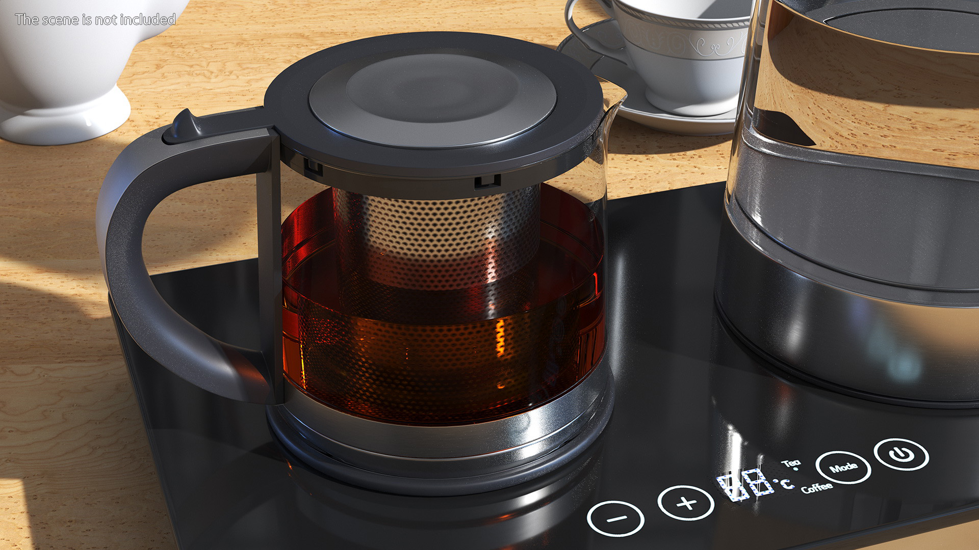 Electric Kettle with Teapot Black Color 3D model