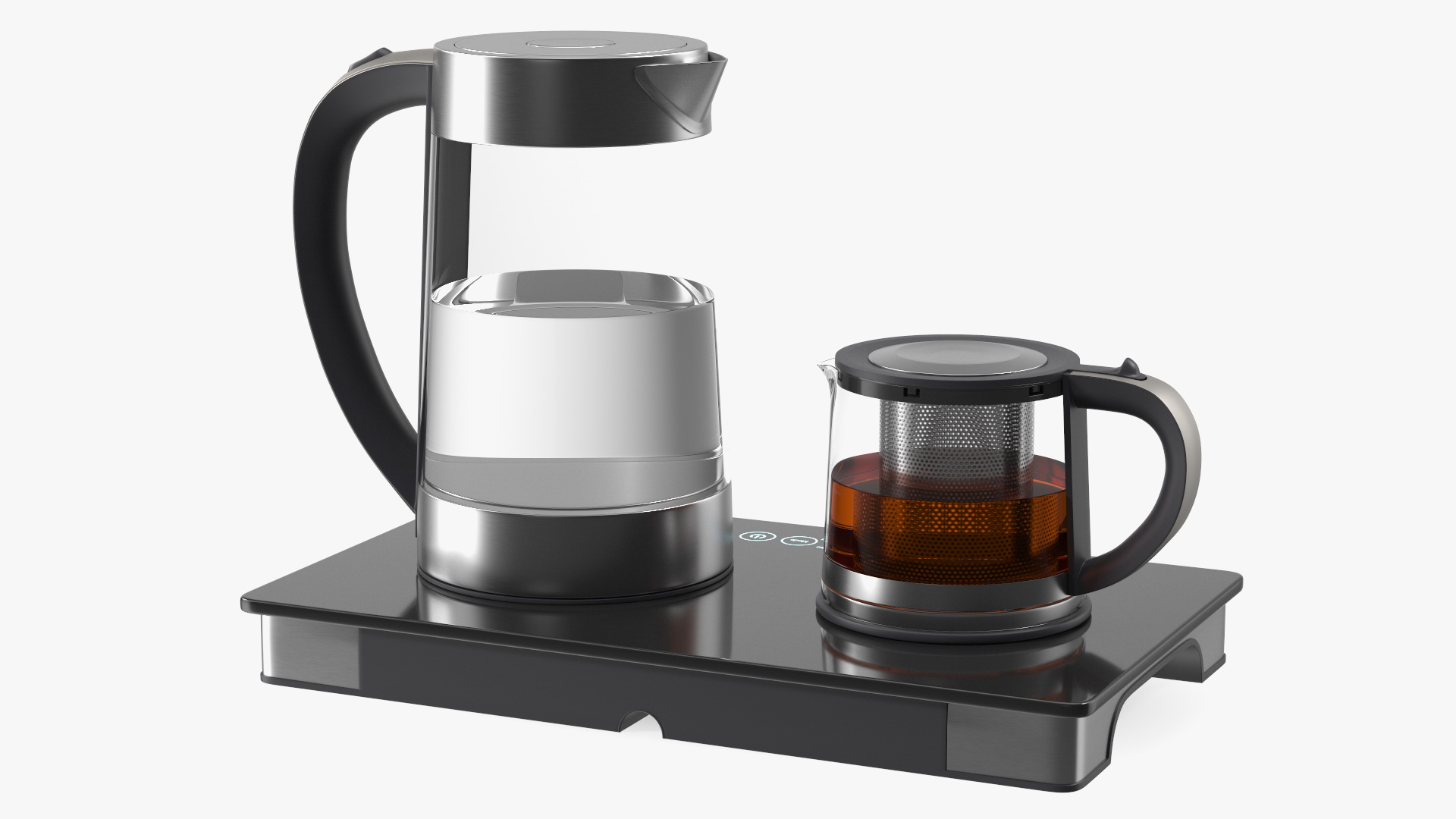 Electric Kettle with Teapot Black Color 3D model