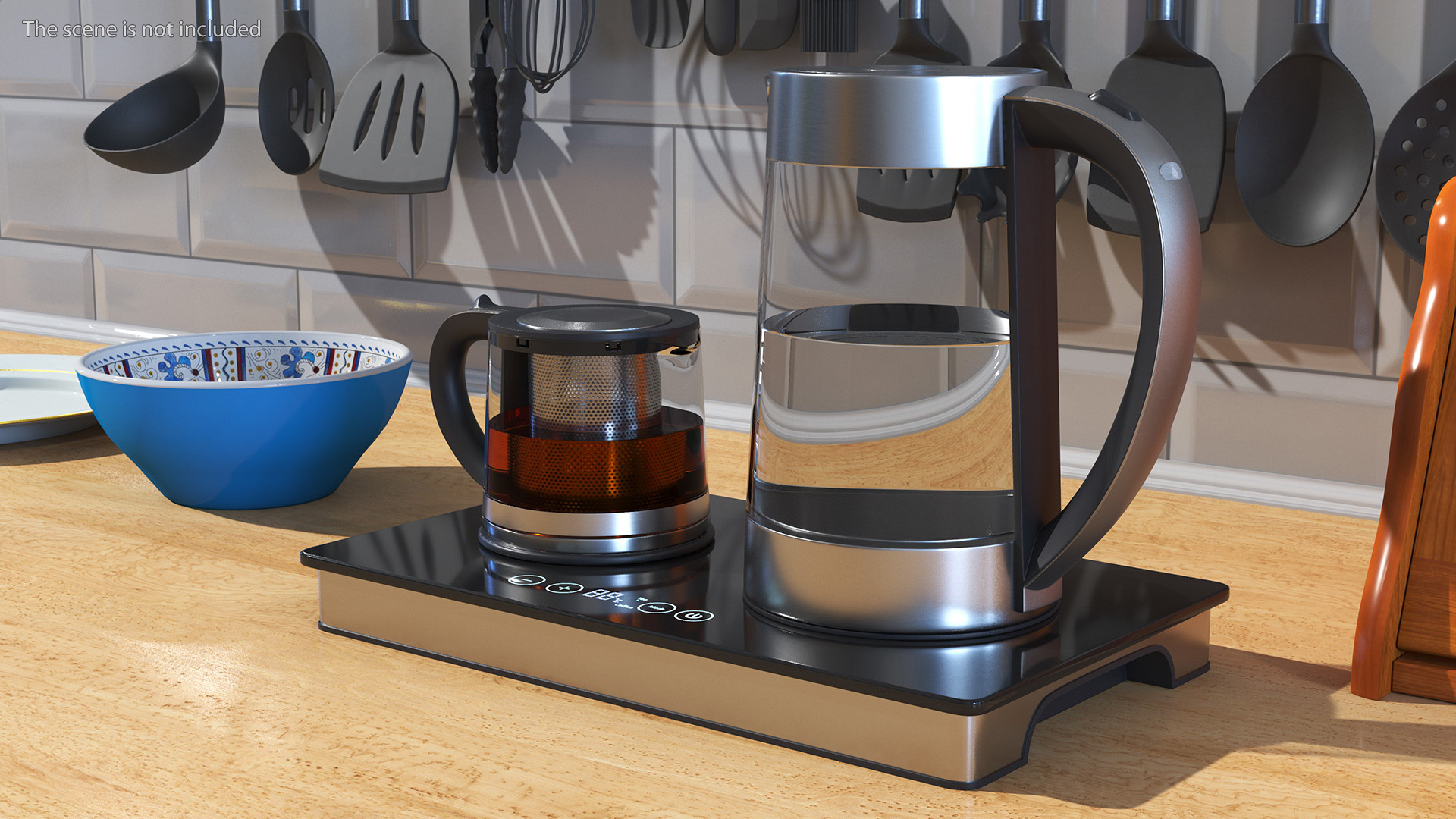 Electric Kettle with Teapot Black Color 3D model