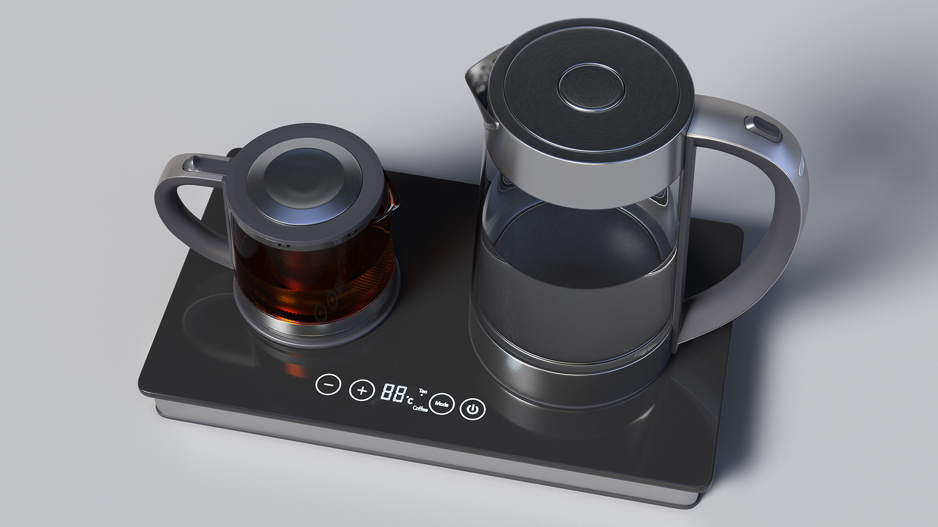 Electric Kettle with Teapot Black Color 3D model