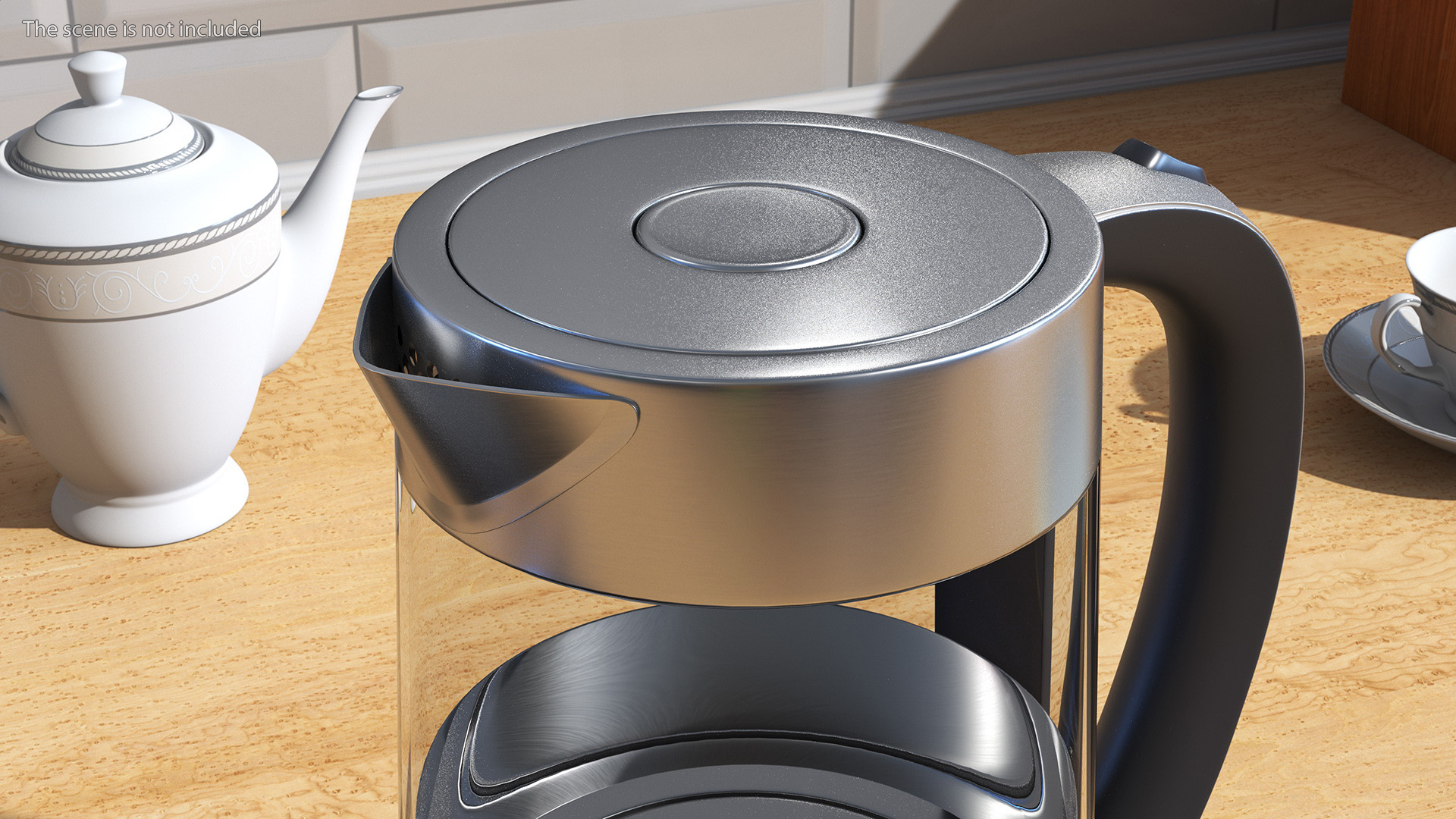 Electric Kettle with Teapot Black Color 3D model