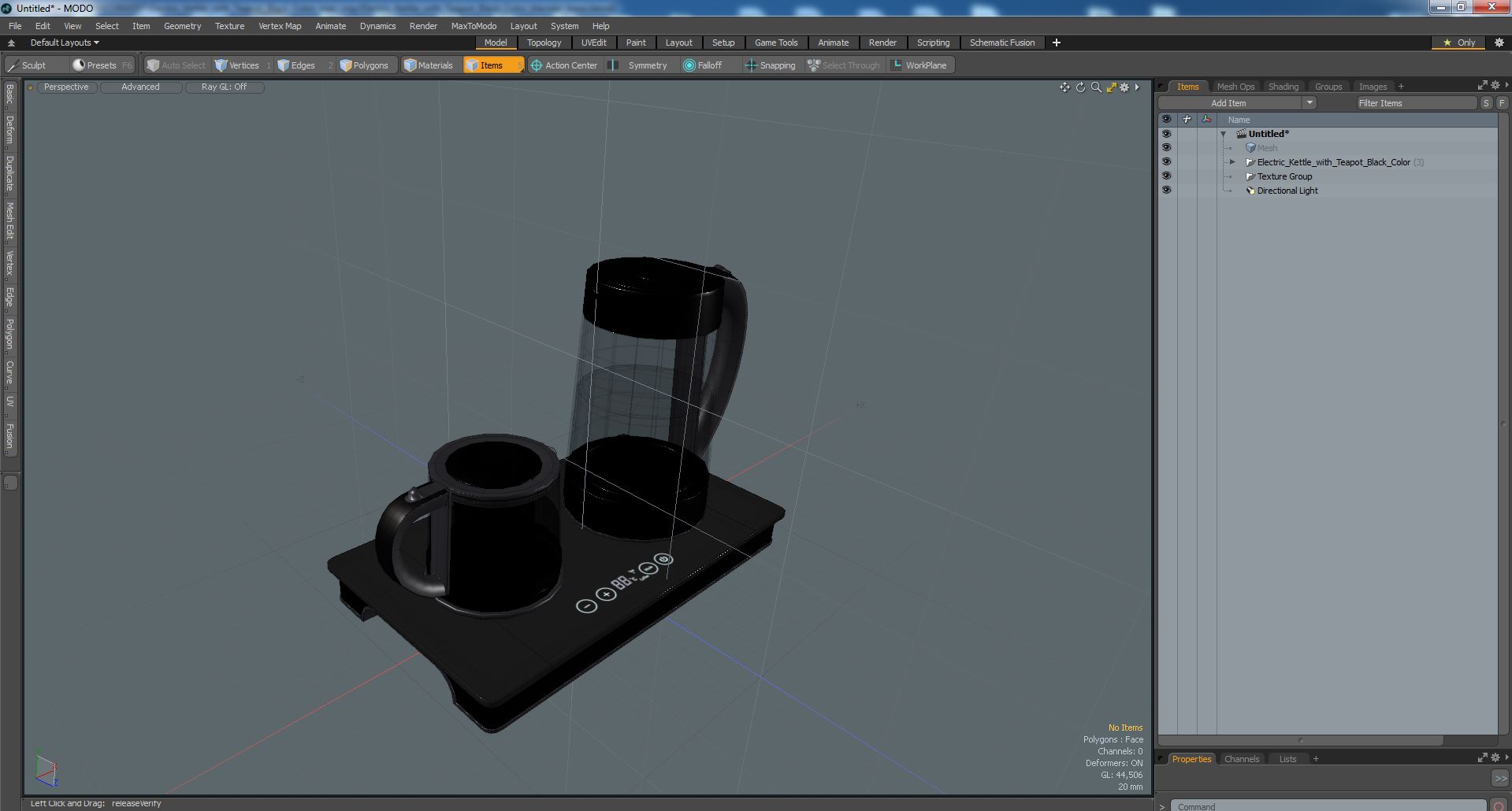 Electric Kettle with Teapot Black Color 3D model