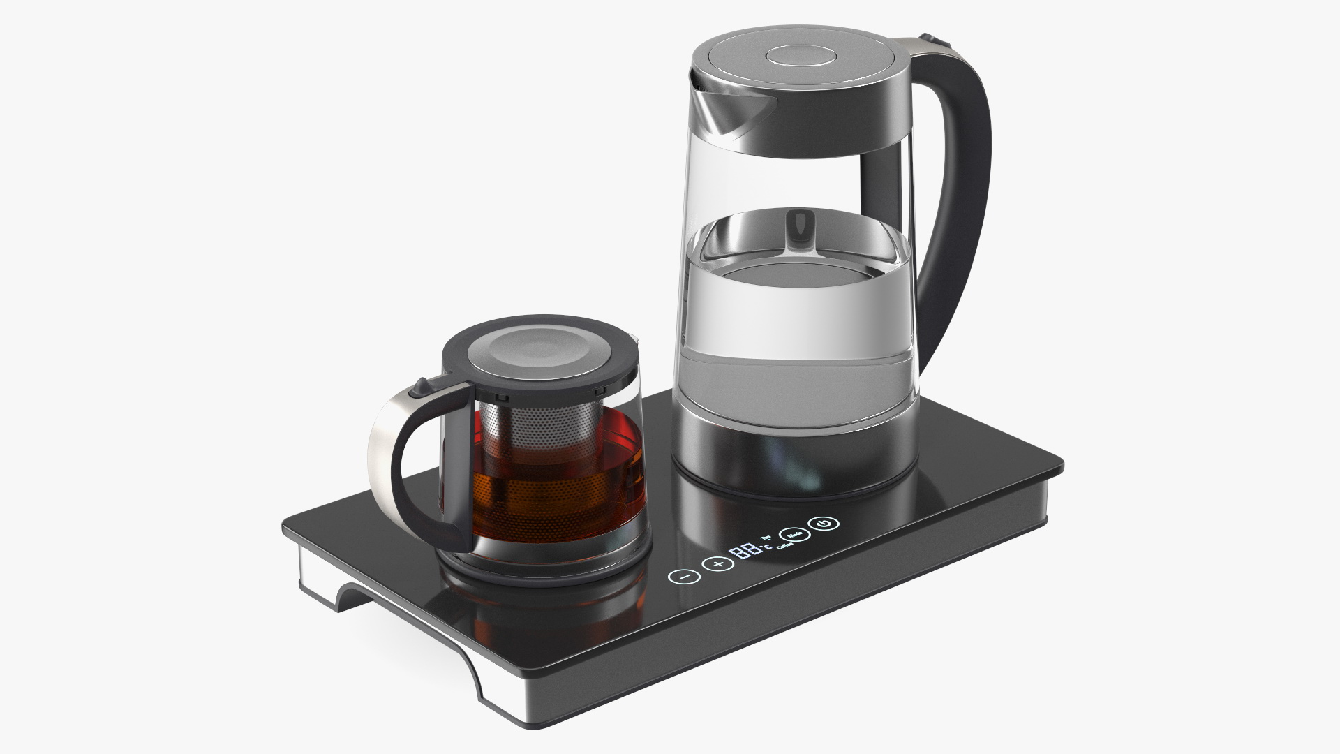 Electric Kettle with Teapot Black Color 3D model