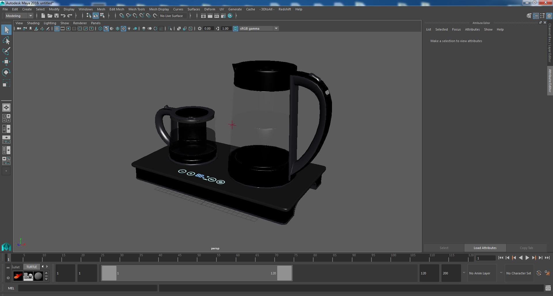 Electric Kettle with Teapot Black Color 3D model